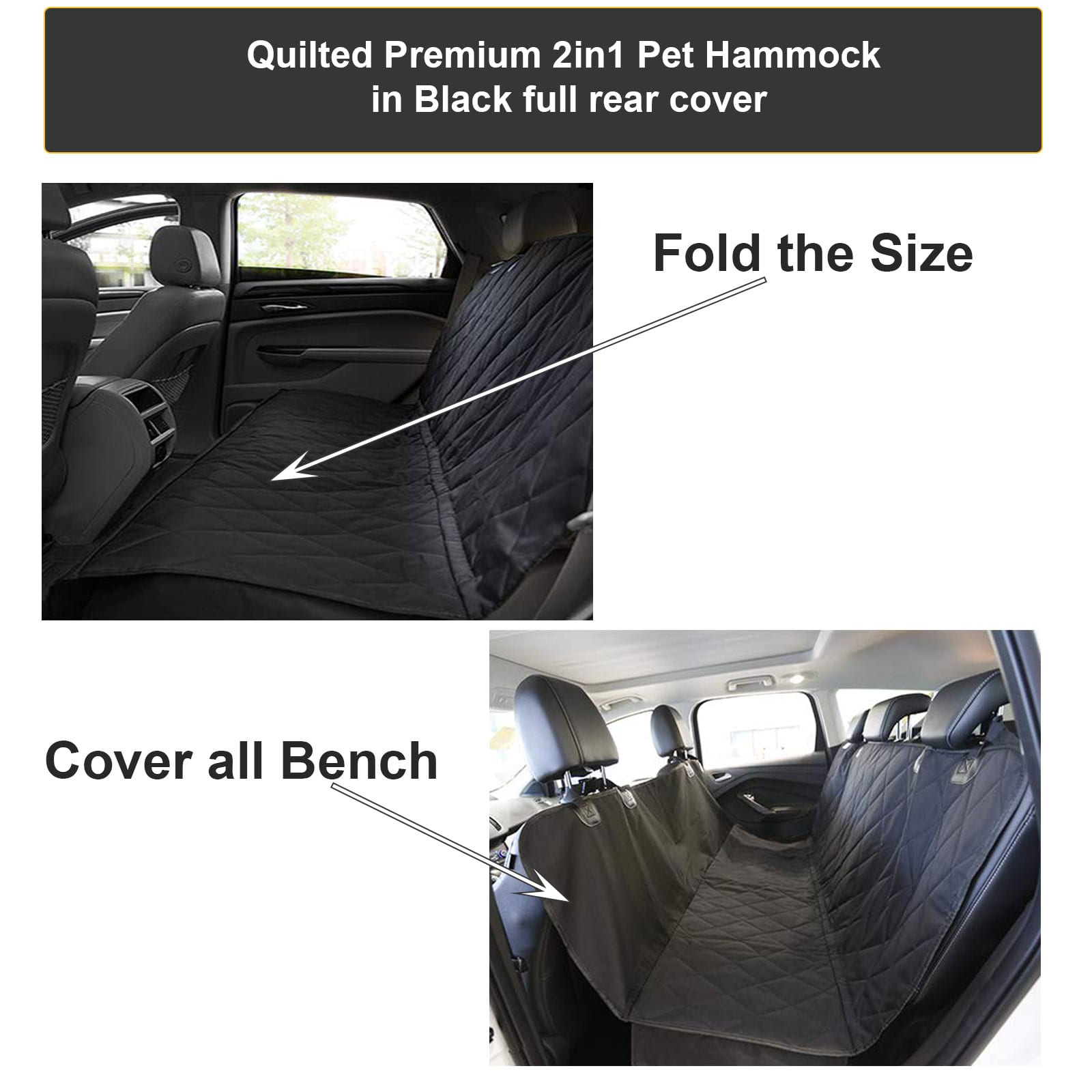 RHINO AUTO Rhino Automotive Heavy Duty Premium Quilted Pet Hammock Rear Seat Cover RWQHLF0559 