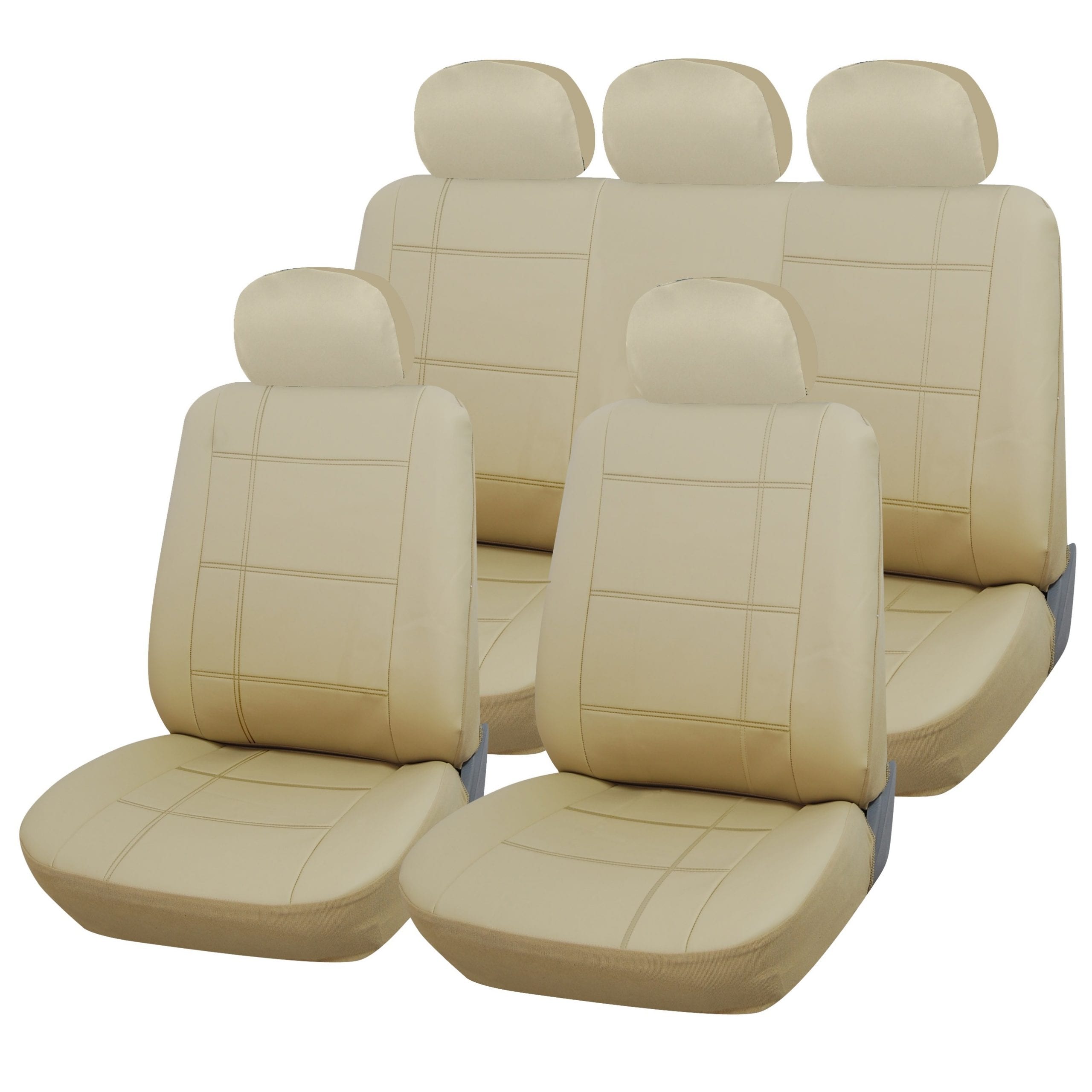 HEAVY DUTY UK MADE LEATHER LOOK CAR SEAT COVERS FULL SET 