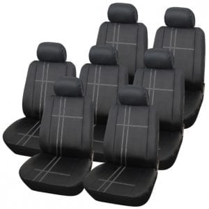 FULL SET 7X BLACK SEAT COVERS CUSHION FOR  7 SEATER CITROEN C4 GRAND PICASSO 
